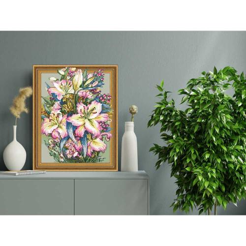 Алмазная мозаика 3D Розовые лилии 40 x 50 см Molly KM0995 фото 2