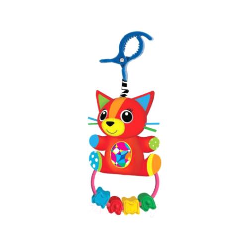 Текстильная игрушка погремушка котик с мамой Умка RPTF-C4