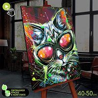 Картина по номерам со светящейся краской 40х50 Стильный кот FHR0582