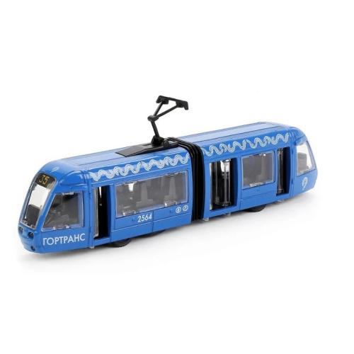 Игрушка металлическая Трамвай новый с гармошкой Технопарк SB-17-51-O-WB фото 2