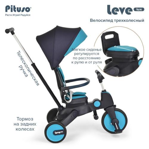 Детский трёхколёсный велосипед Leve Lux Pituso S03-2-Ice синий фото 13