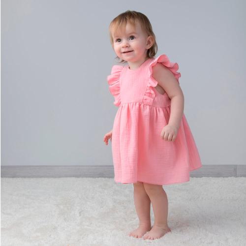 Платье летнее с крылышками для девочки Муслин KiDi 483(Мс)-21 ярко-розовое фото 2