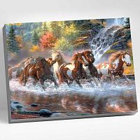 Картина по номерам 40х50 Лошади у водопада Molly HR0168